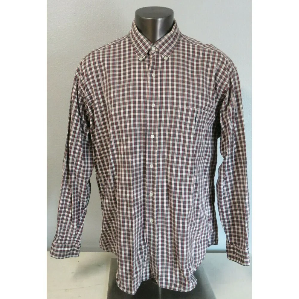 Mens Polo Ralph Lauren Plaid Big Shirt Button Front Shirt Size XL Front Pocket‎